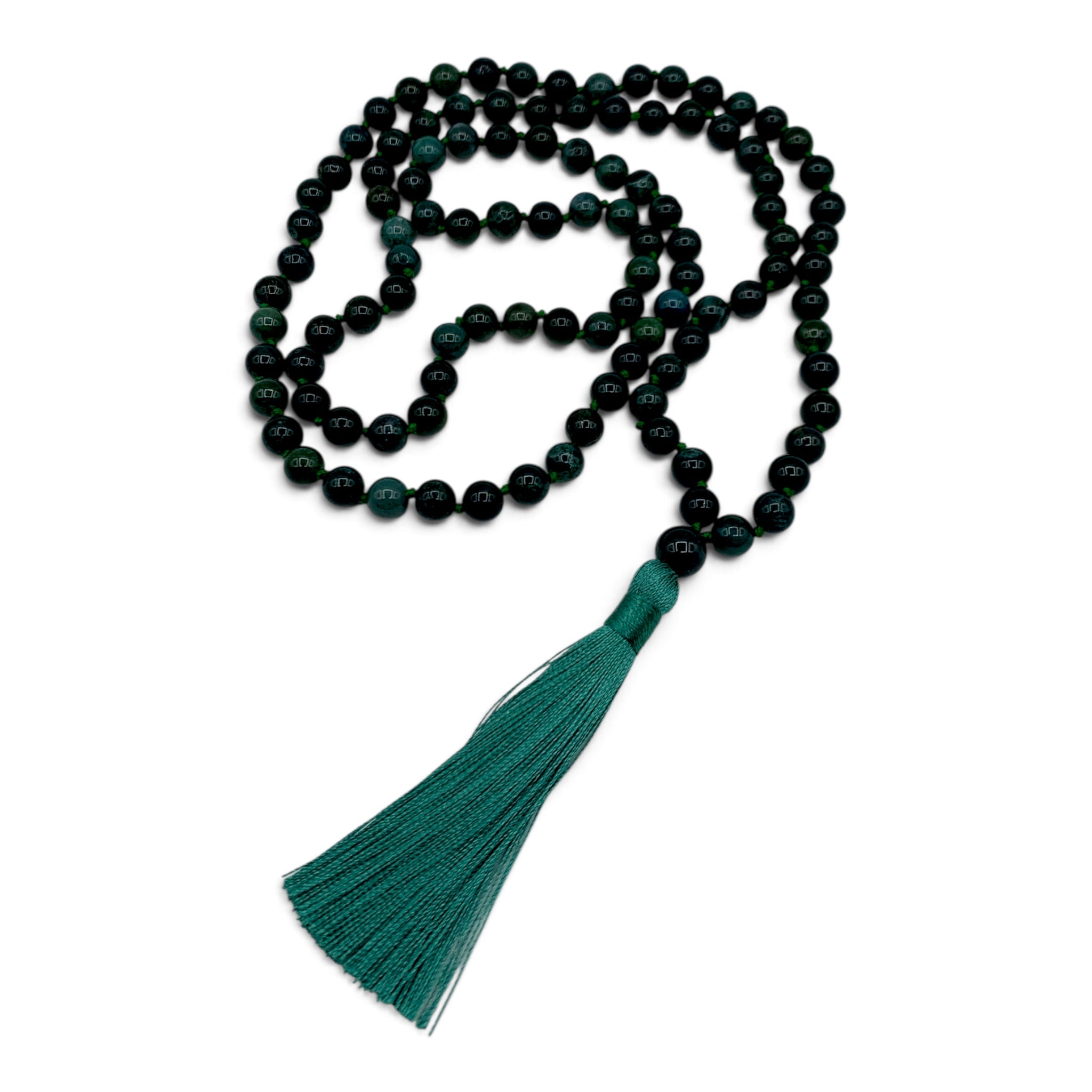 Mala- Agate Moss with Tassel $60